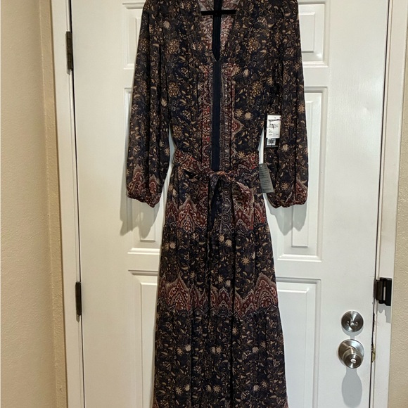 Julia Jordan paisley print chiffon Long Sleeve midi  Dress - Picture 4 of 8